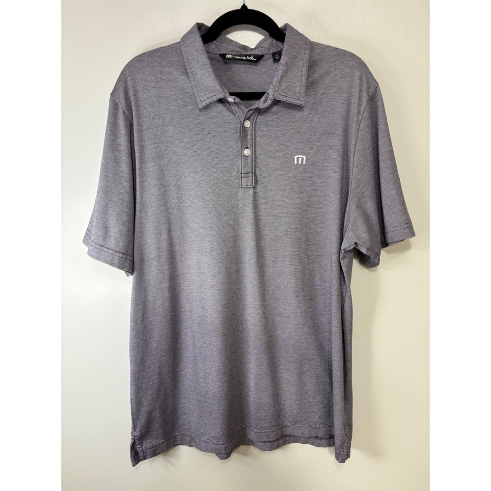 Travis Mathew Golf Polo Shirt Heathered Purple‎ Short Sleeve Mens Size L
